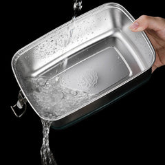 304 Stainless Steel Bento Lunch Box is easy to clean by water