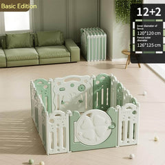 Baby Playpen 14 Panels Four Leaf Clover Green_2