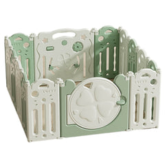 BabyPlaypen_14Panels_FourLeafCloverGreen