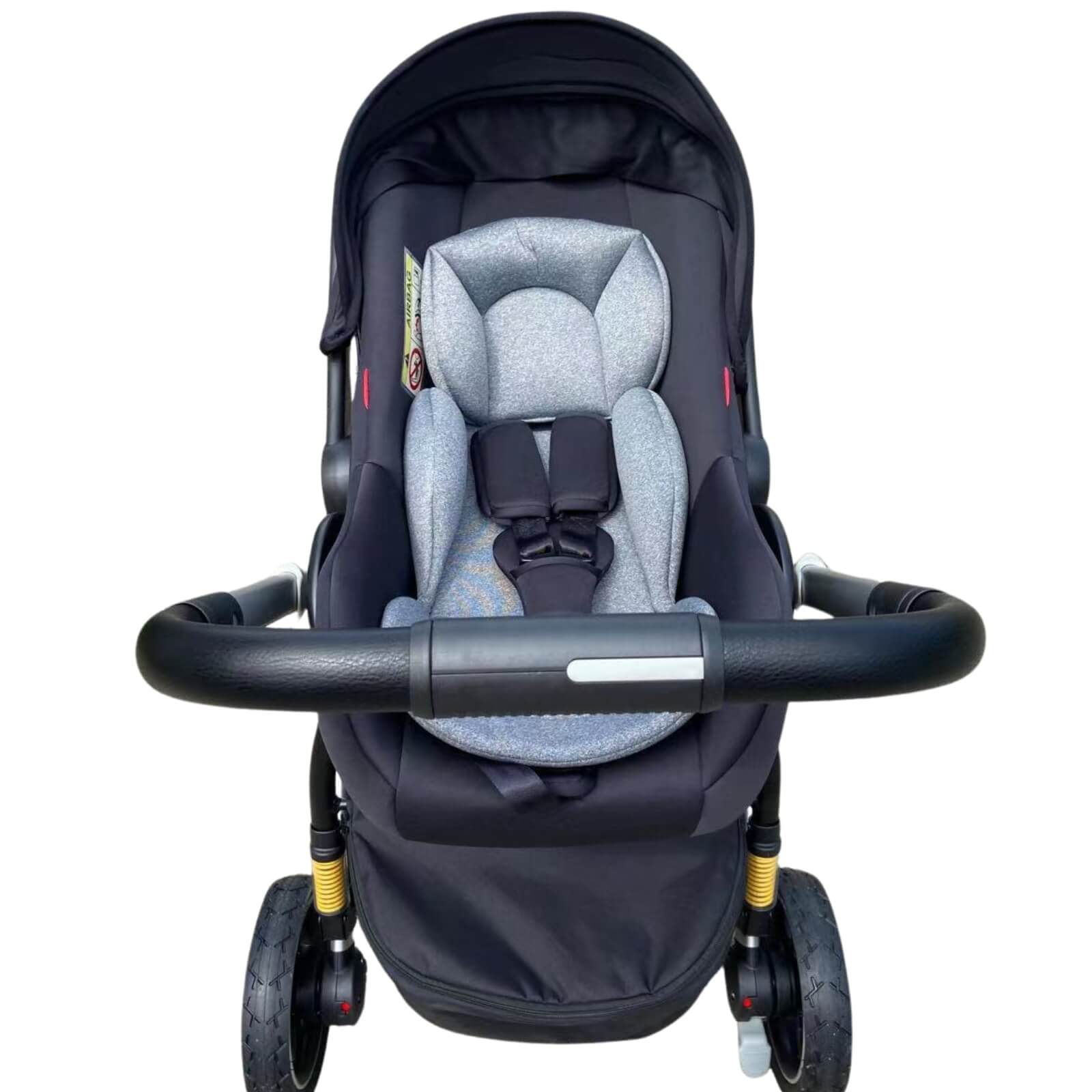 Black Three Wheels Baby Stroller, Infant Carry Cot & Baby Car Seat