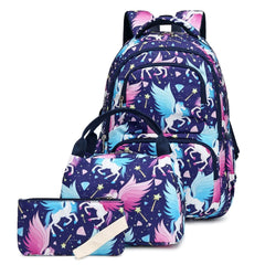 Blue Rainbow Unicorn Backpack Set