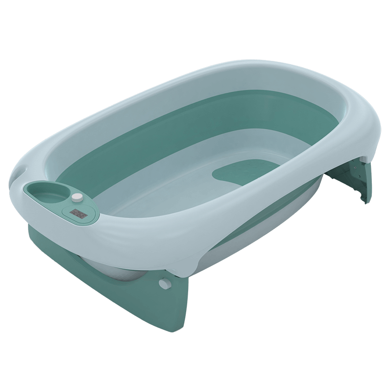Foldable Green Bath Tub for Newborn, Baby & Kids With Thermometer For Boys and Girls