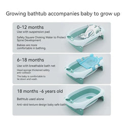 Foldable Portable Bath Tub for Newborn, Baby & Kids With Thermometer (0 month to 6 years old）