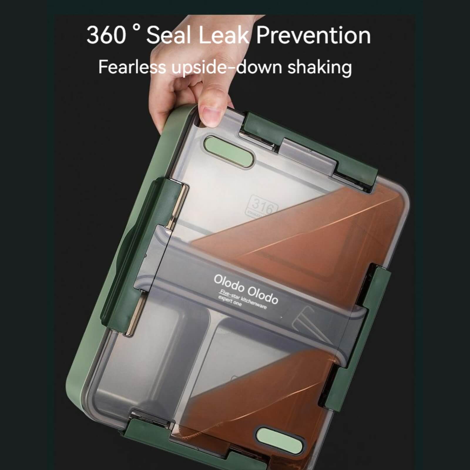 Sealed and leakproof lunchbox in green