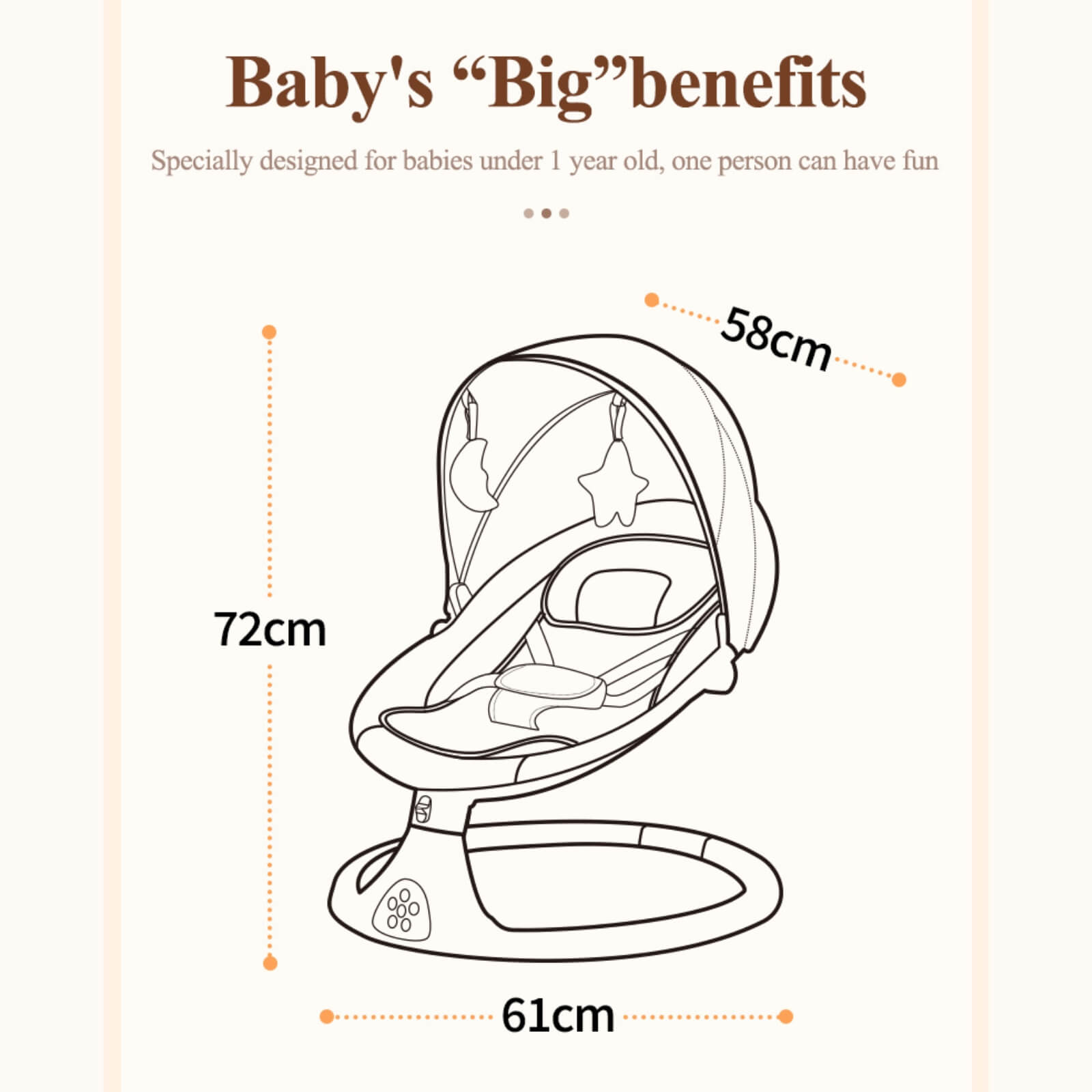 Smart Baby Swing Cradle Rocker/ Bouncer Seat with Dinning Table  size