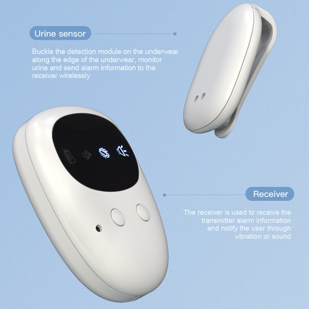 Wireless bed wetting alarm urine sensor and receiver