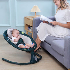 Smart Baby Swing Cradle Rocker Bed/ Bouncer Seat Infant Crib Remote Chair -Dark Green with a mum and a baby 