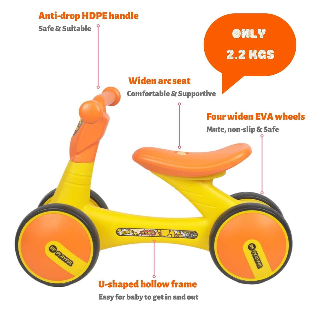 Best Cool Lightweight Four Wheel Kids Balance Bike NZ 1006BD Yellow