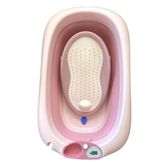  Foldable Baby Bath Tub & PP Bath Seat -Pink