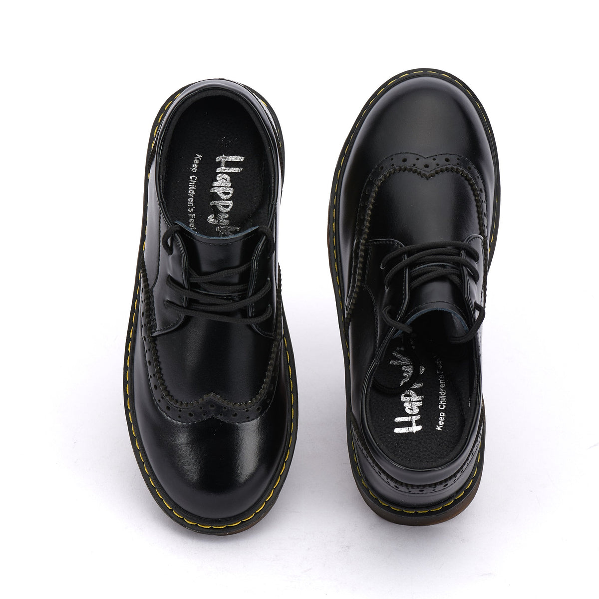 Lace Up School Shoes Unisex 100% Leather in Black | Happy Kid