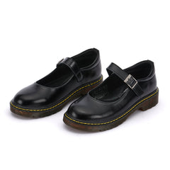 leather Velcro mary jane school shoes for girls