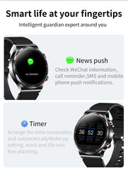 Black Smart Watch Leather Strap-Christmas Gift