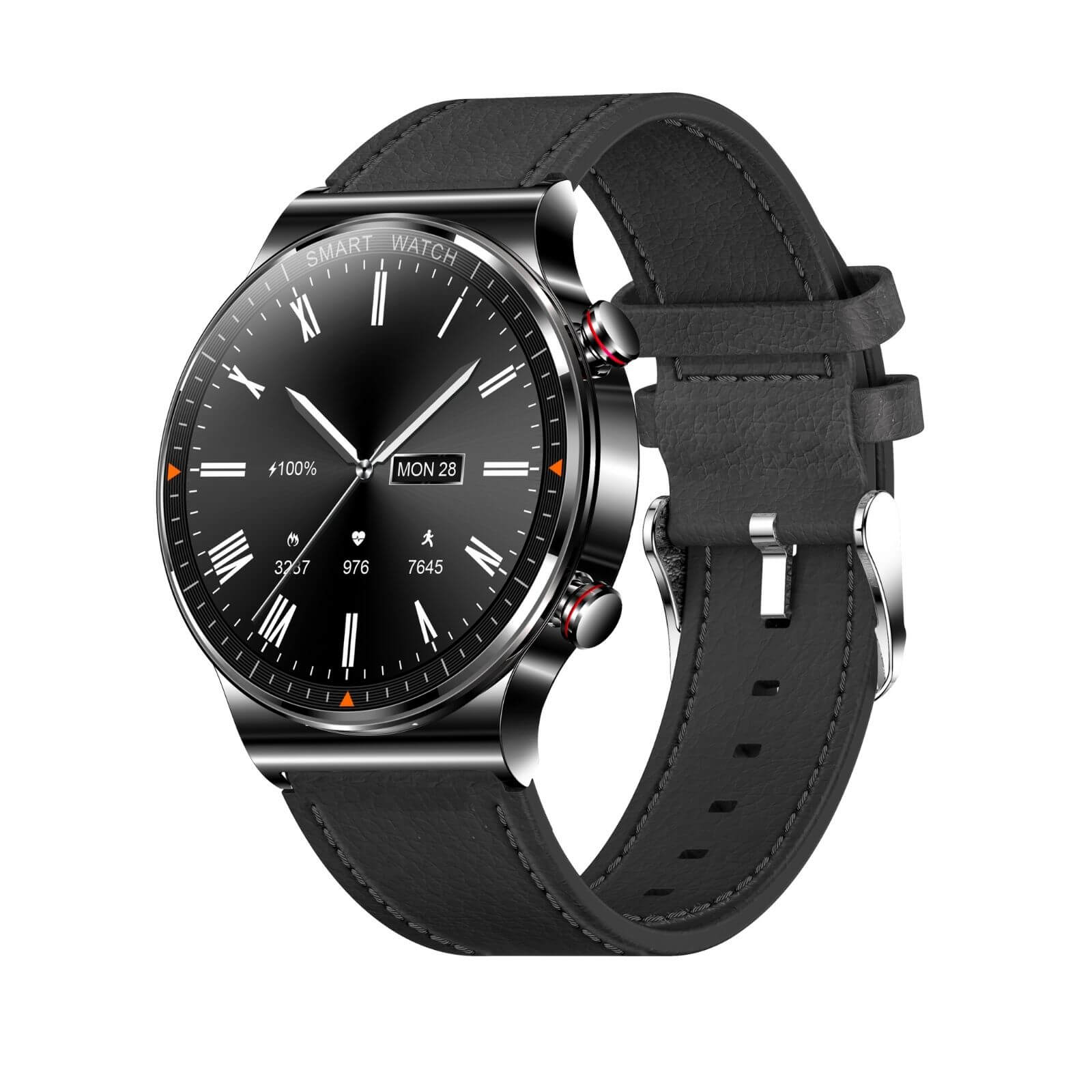 Black Smart Watch Leather Strap