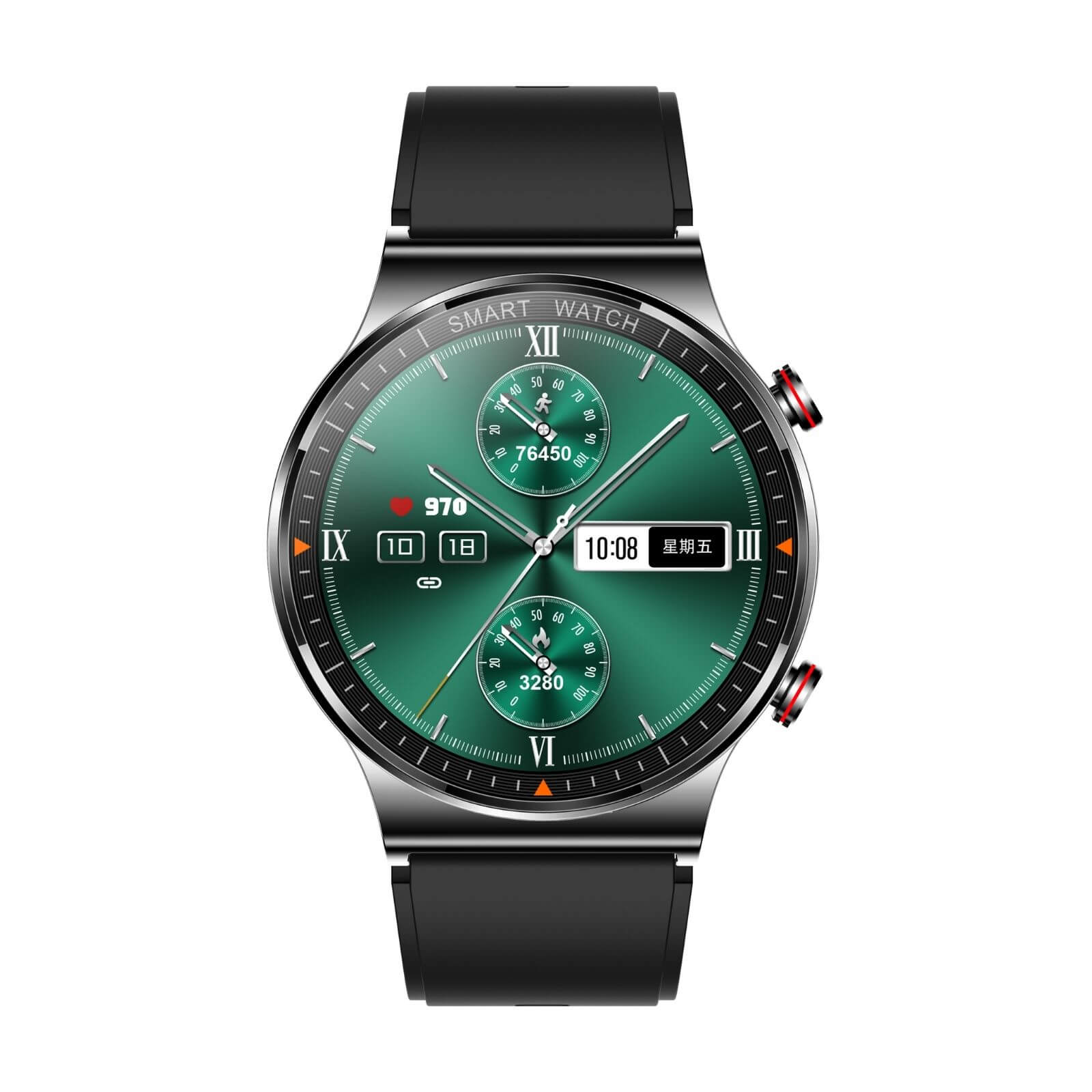 Black Smart Watch Silicone Strap