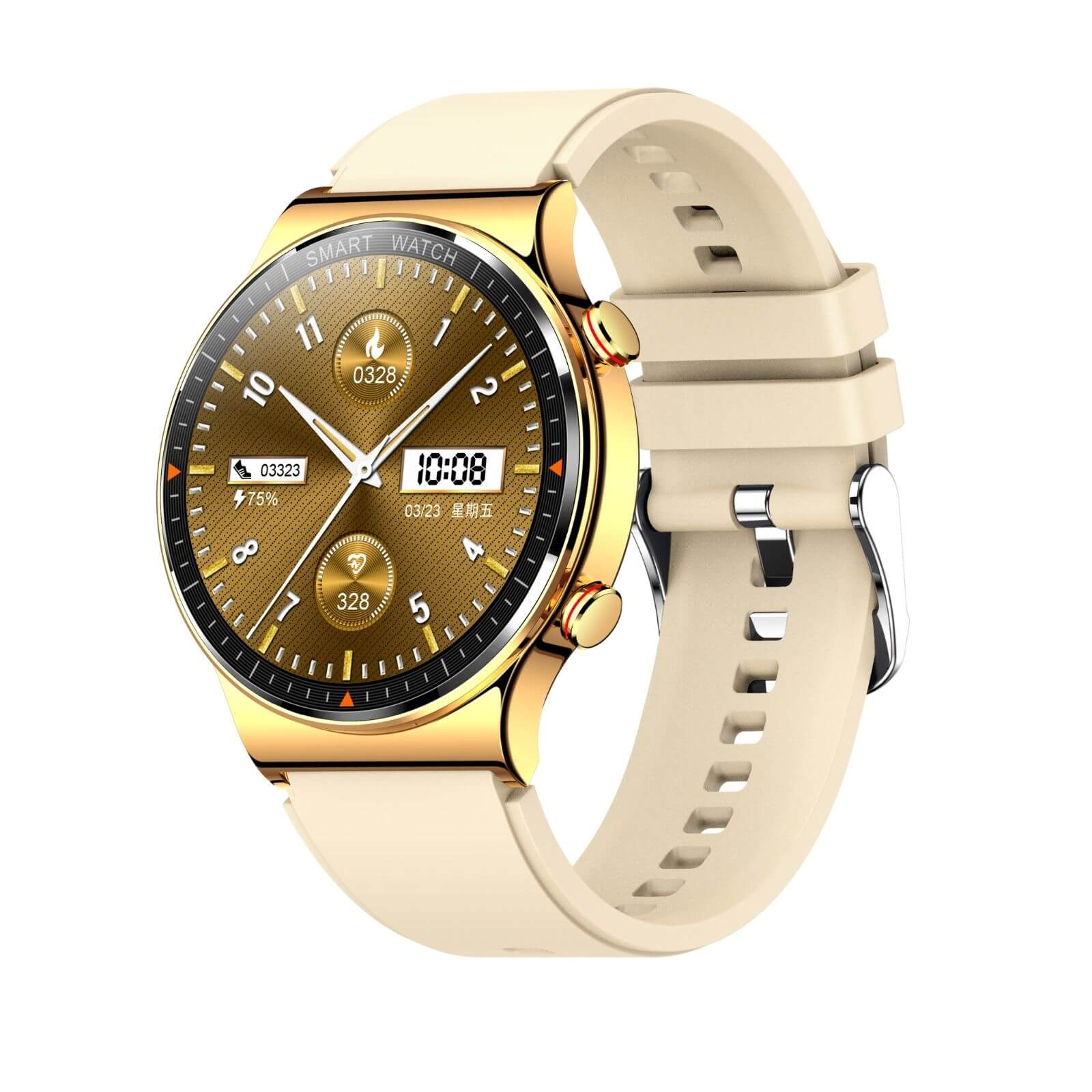 Golden Smart Watch Silicone Strap