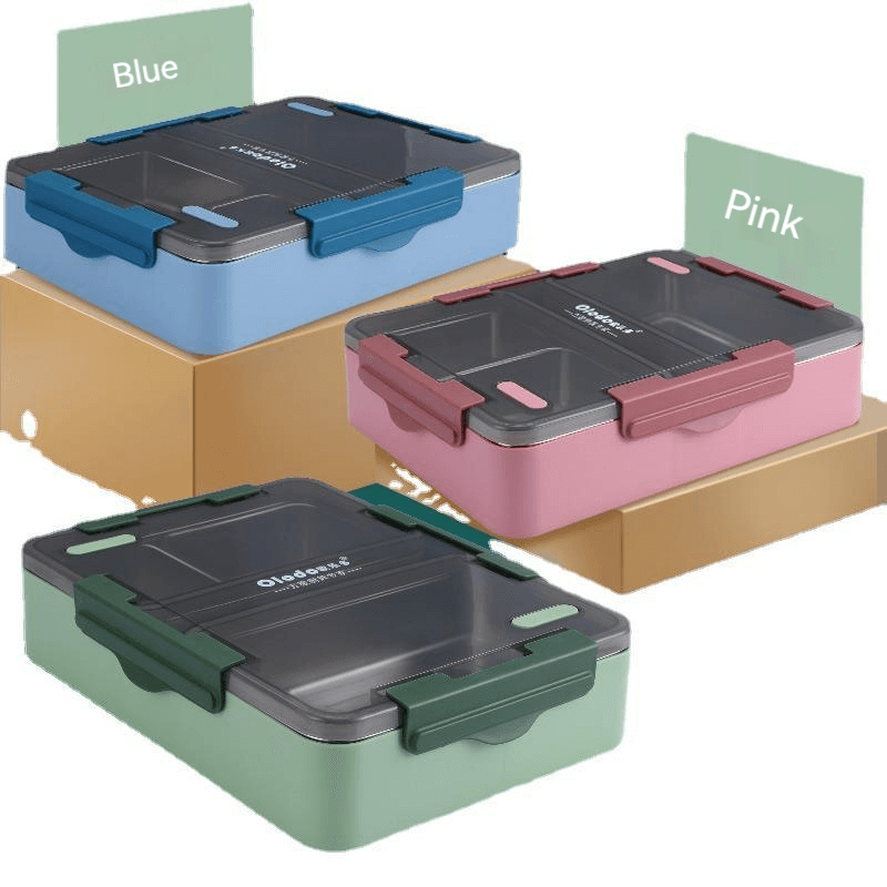 stainless lunch boxes in Pink, blue and green color