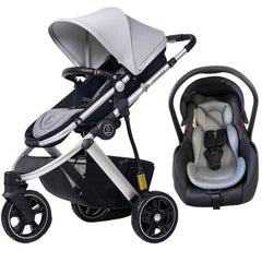 Three Wheels Baby Stroller Baby Prams & Infant Car Seat-Grey & Black