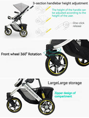Three Wheels High Landscape Baby Stroller-Black
