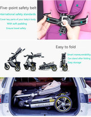 Three Wheels Baby Stroller Baby Pram five point safety belt