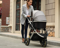 Three Wheels Baby Stroller Baby Pram with a mum