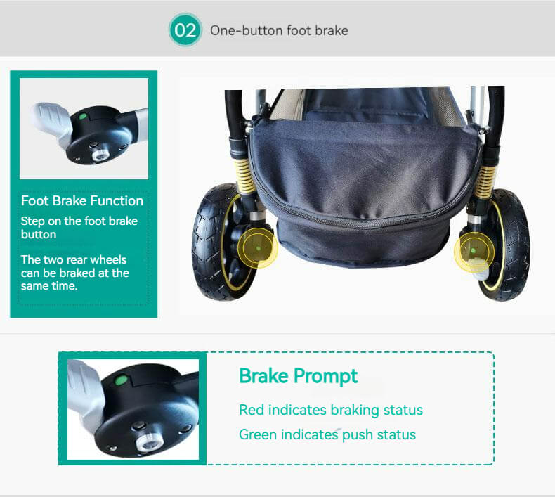 Three Wheels Baby Stroller Baby Pram brake